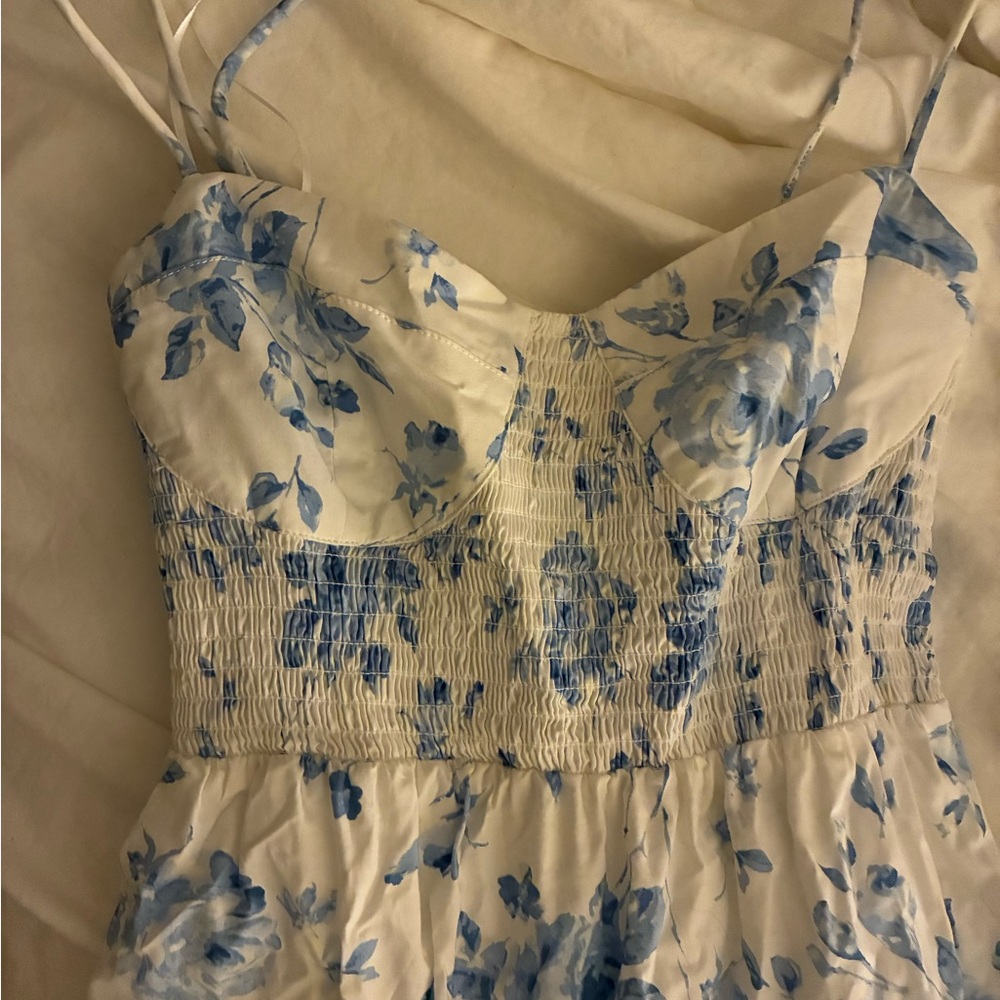 Altar'd State Blue and White Floral Maxi Dress